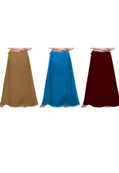 Plain Combo of Cotton Petticoats in Multicolor