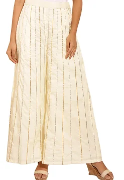 Plain Cotton A Line Suit in Off white