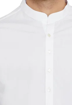Plain Cotton Asymmetric Kurta Set in White
