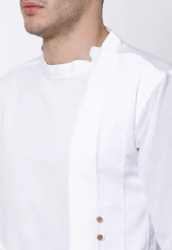 Plain Cotton Asymmetric Kurta in White