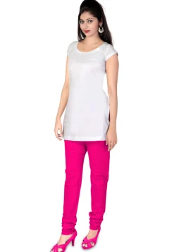 Plain Cotton Churidar in Fuchsia