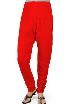 Plain Cotton Churidar in Red