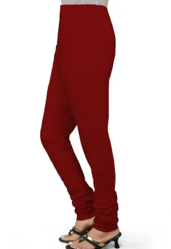 Plain Cotton Churidar in Maroon