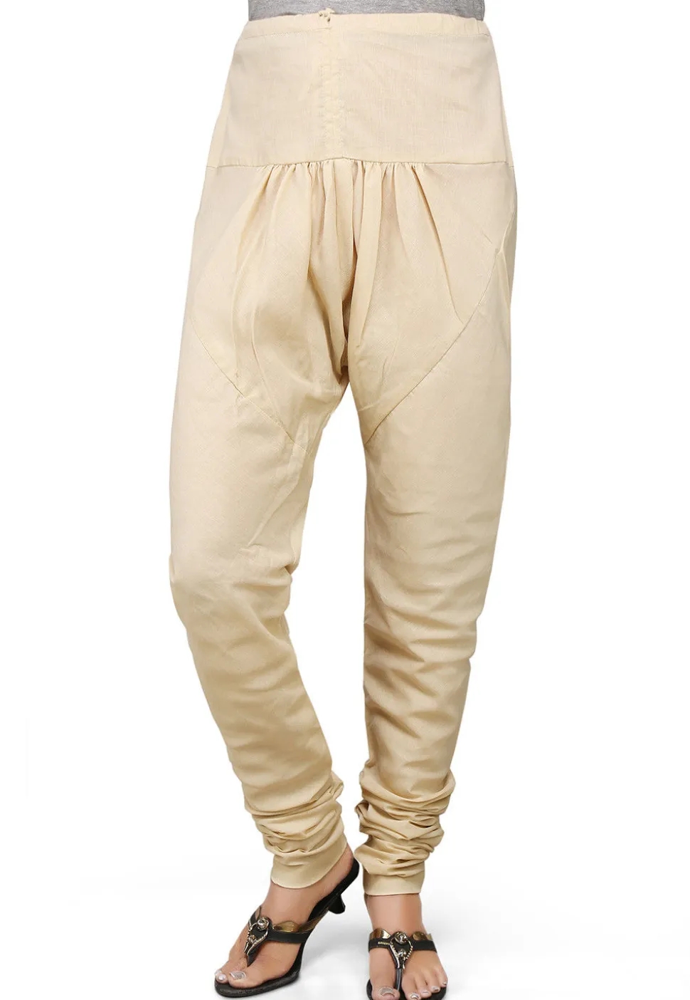 Plain Cotton Churidar in Light Beige