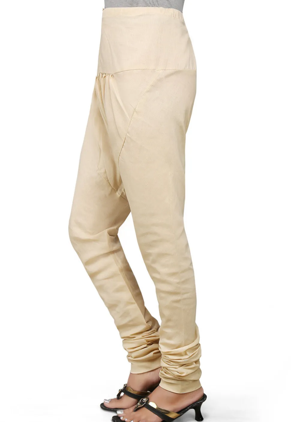 Plain Cotton Churidar in Light Beige
