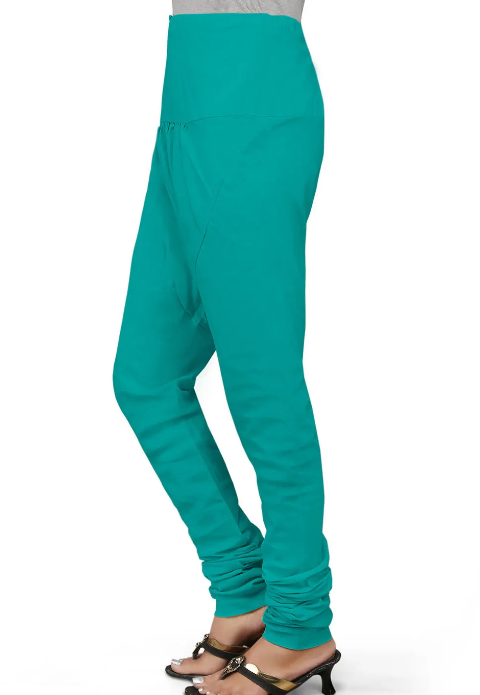 Plain Cotton Churidar in Turquoise