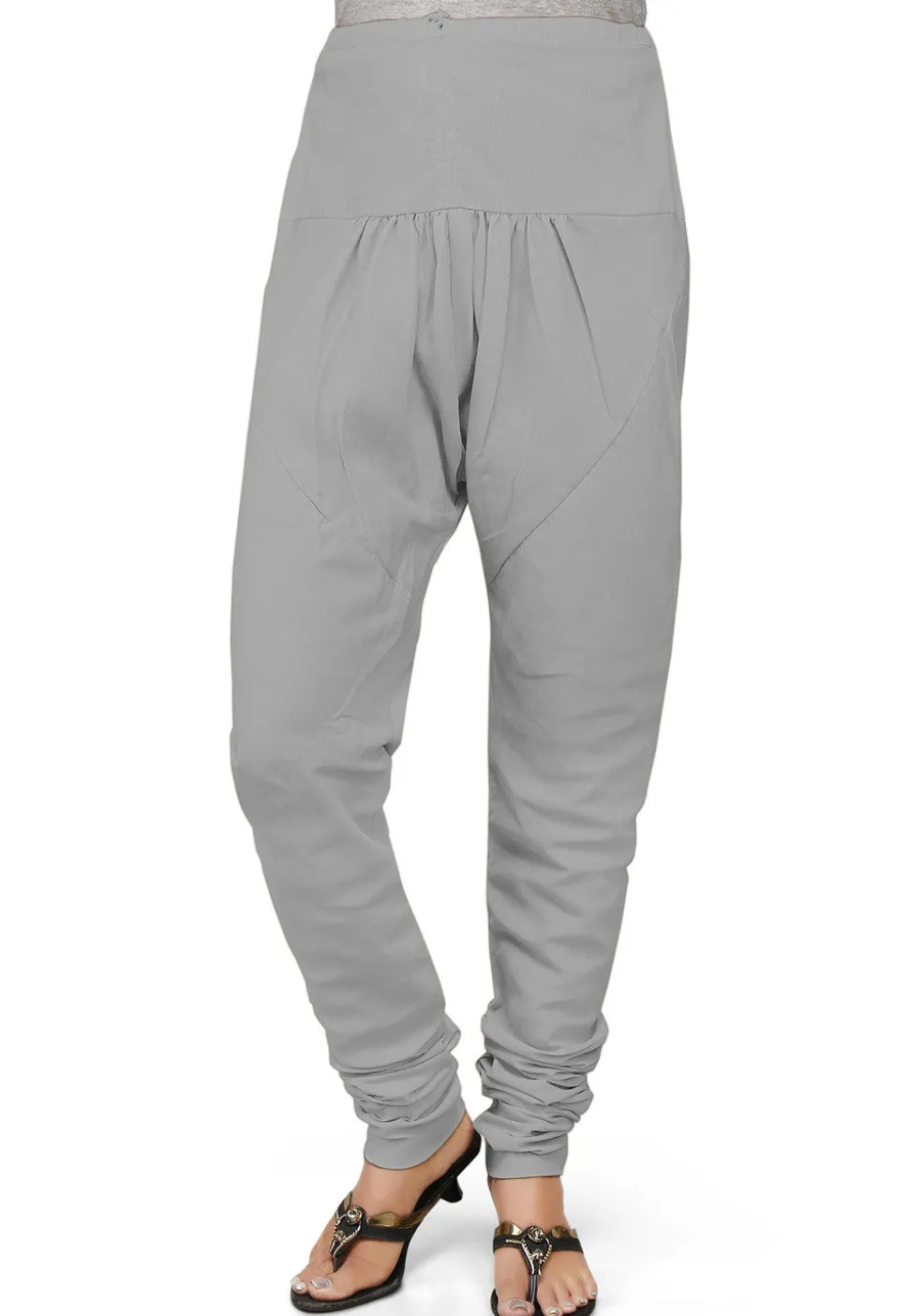 Plain Cotton Churidar in Light Grey
