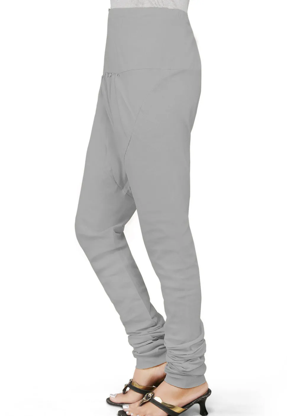 Plain Cotton Churidar in Light Grey