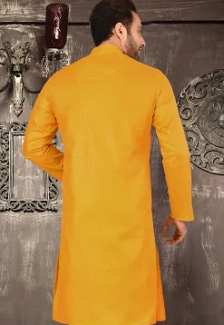 Plain Cotton Kurta in Mustard