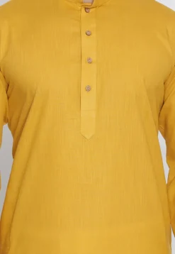 Plain Cotton Kurta in Mustard