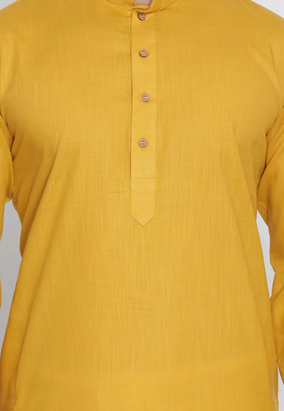 Plain Cotton Kurta in Mustard