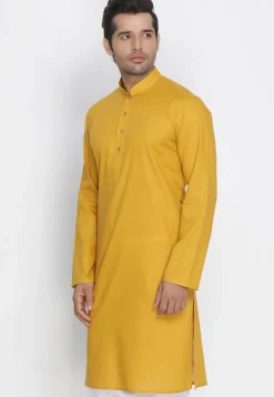 Plain Cotton Kurta in Mustard