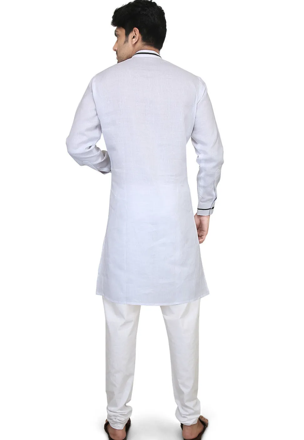 Plain Cotton Kurta Set in White
