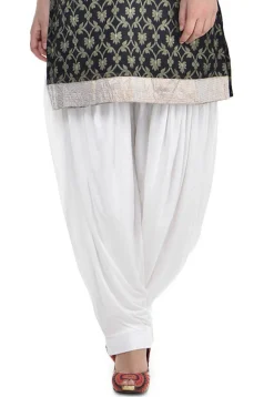 Plain Cotton Lycra Patiala Salwar in Off White