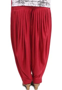 Plain Cotton Lycra Patiala Salwar in Red