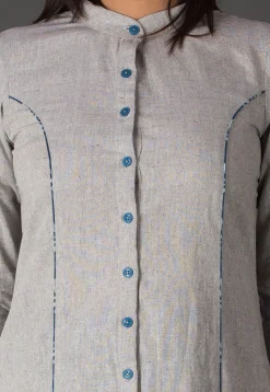 Plain Cotton Pakistani Suit in Light Grey