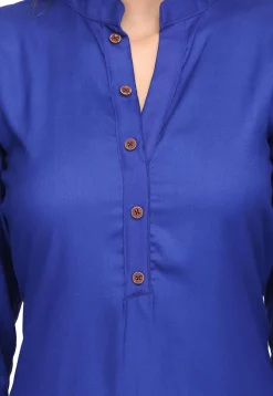 Plain Cotton Rayon Kurta in Royal Blue