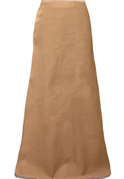 Plain Cotton Readymade Petticoat in Beige