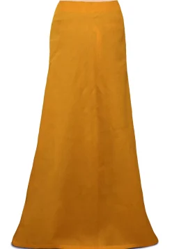 Plain Cotton Readymade Petticoat in Mustard