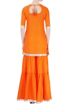 Plain Cotton Sharara Lehenga in Orange