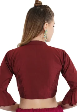 Plain Cotton Silk Blouse in Maroon