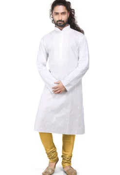 Plain Cotton Silk Churidar in Dark Beige