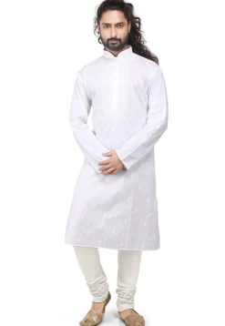 Plain Cotton Silk Churidar in White