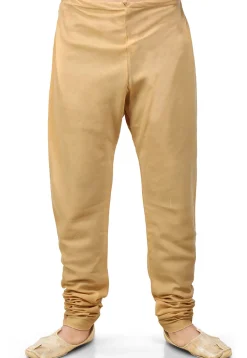 Plain Cotton Silk Churidar in Beige