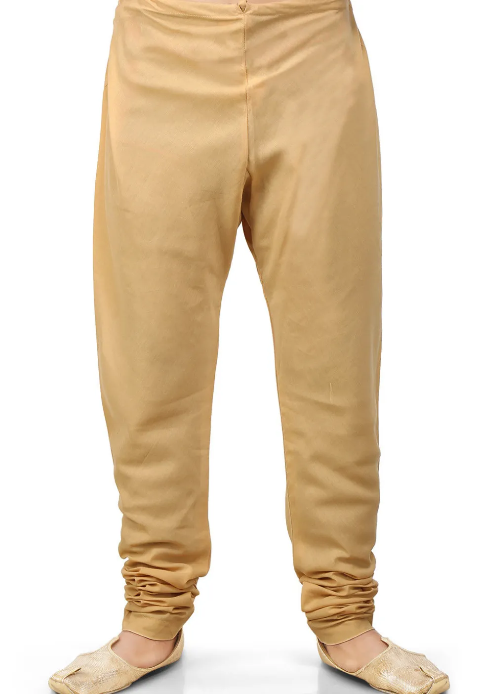 Plain Cotton Silk Churidar in Beige