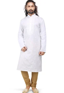 Plain Cotton Silk Churidar in Beige