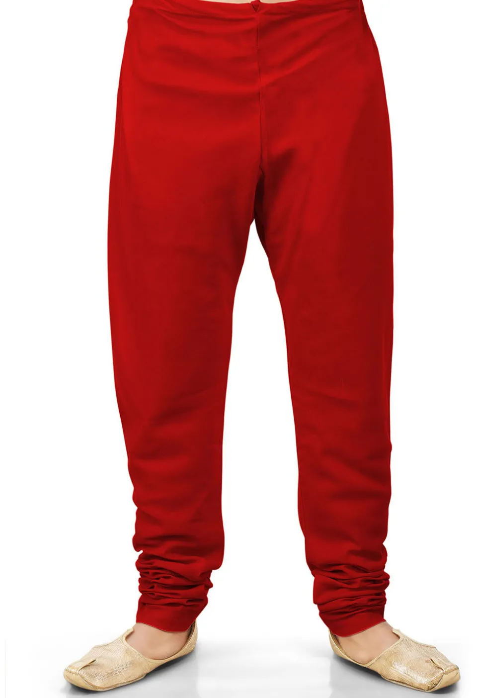 Plain Cotton Silk Churidar in Red