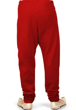 Plain Cotton Silk Churidar in Red