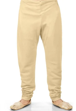 Plain Cotton Silk Churidar in Beige