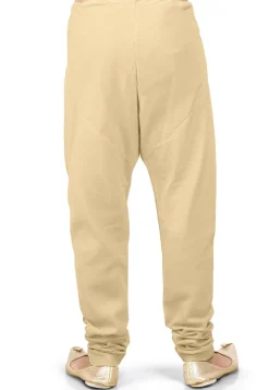 Plain Cotton Silk Churidar in Beige