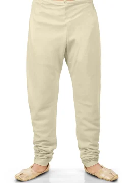 Plain Cotton Silk Churidar in Off White