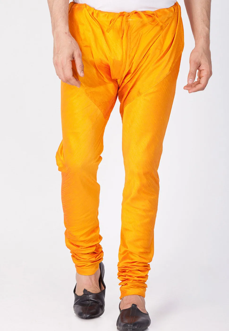 Plain Cotton Silk Churidar in Orange