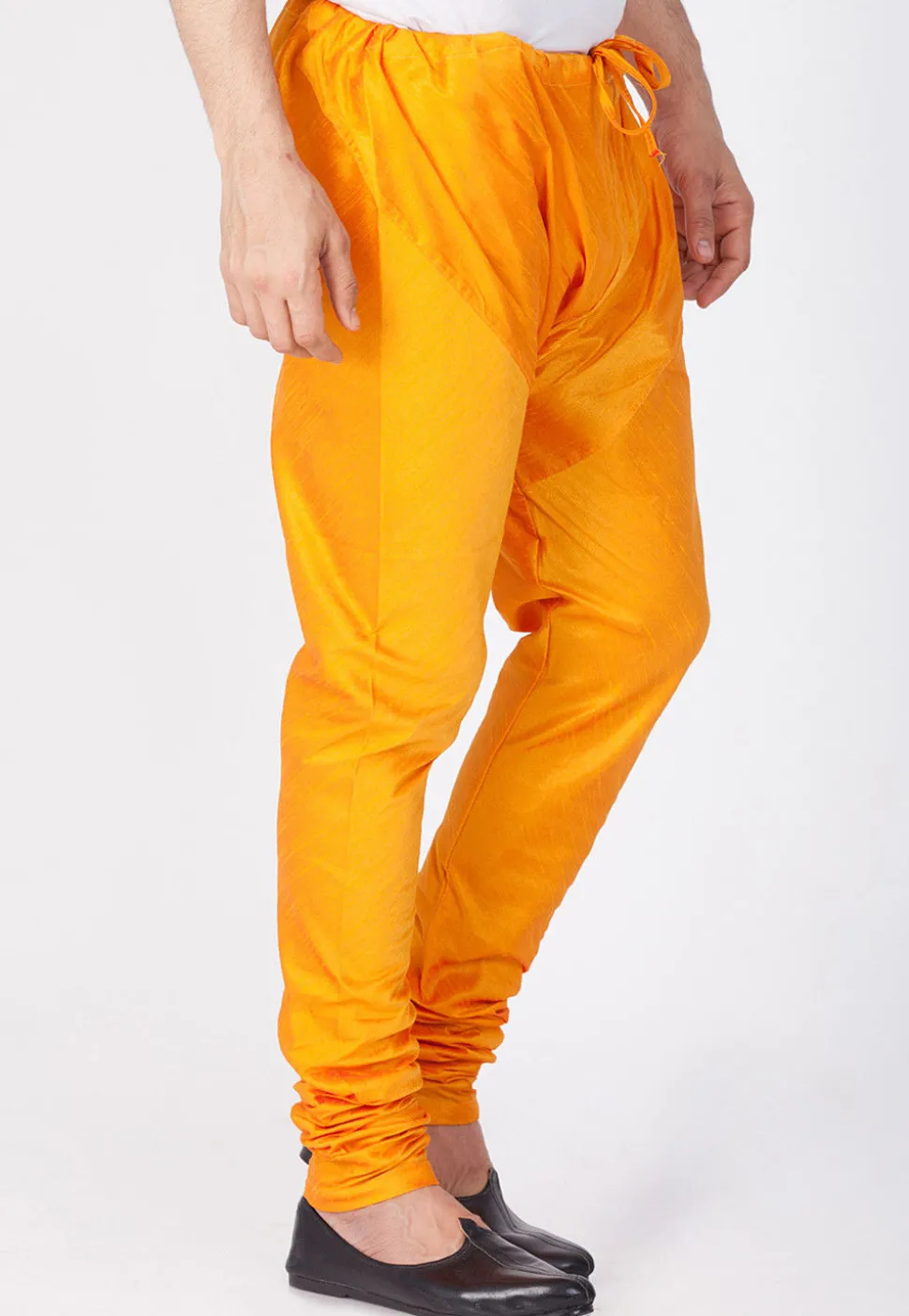 Plain Cotton Silk Churidar in Orange