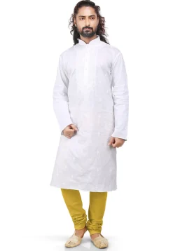 Plain Cotton Silk Churidar in Mustard