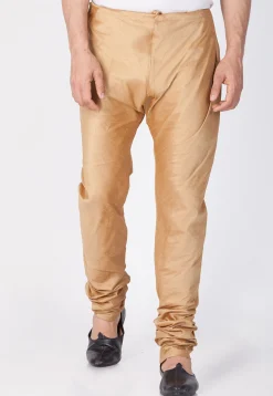 Plain Cotton Silk Churidar in Beige