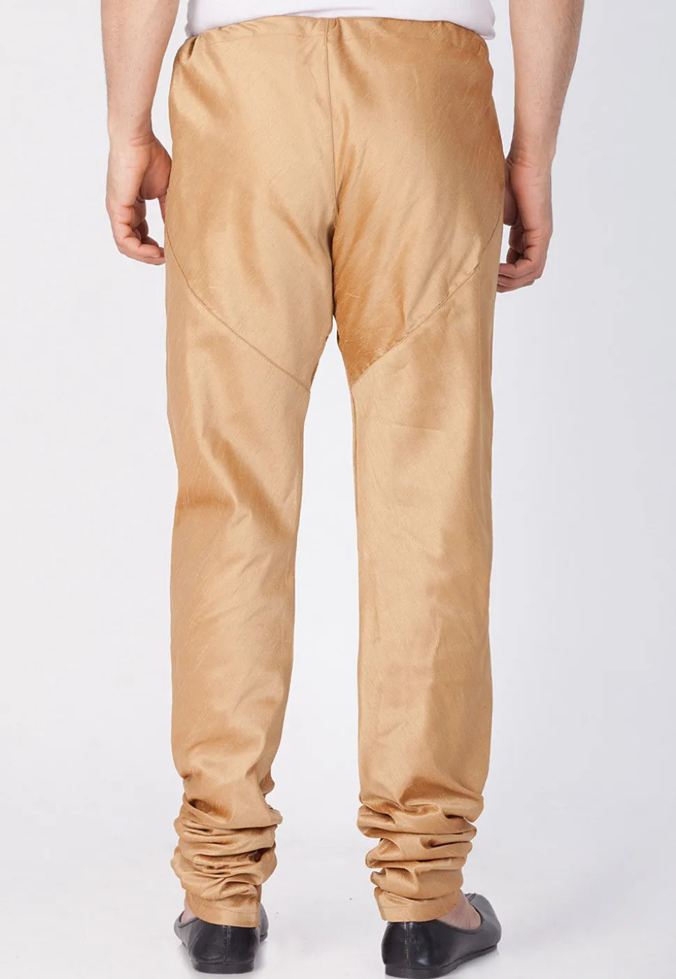 Plain Cotton Silk Churidar in Beige