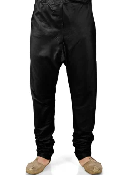 Plain Cotton Silk Churidar in Black