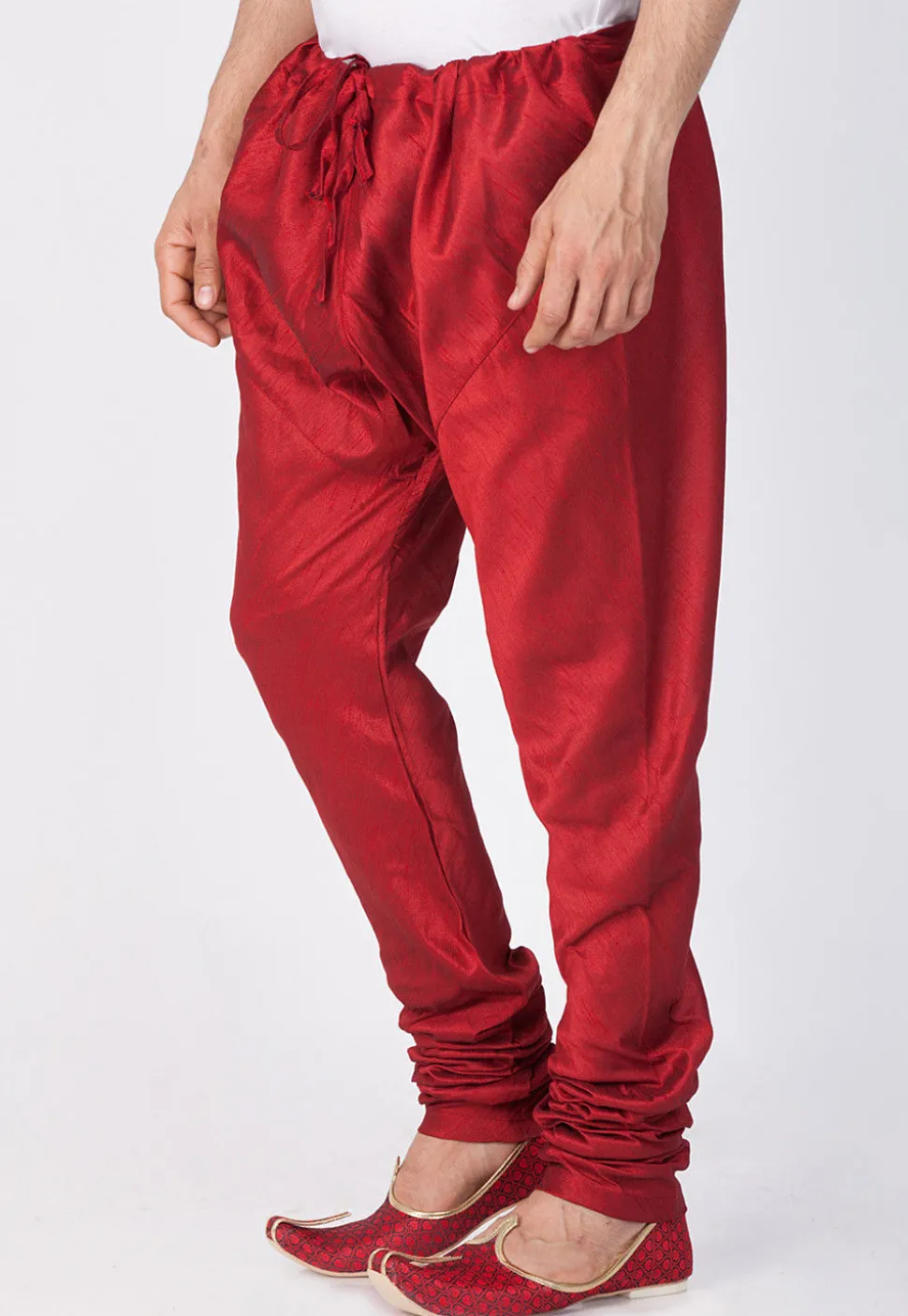 Plain Cotton Silk Churidar in Maroon