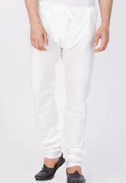 Plain Cotton Silk Churidar in Off White