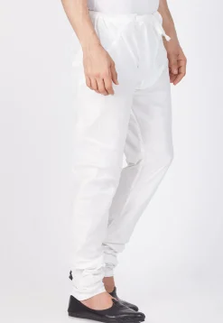 Plain Cotton Silk Churidar in Off White