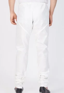 Plain Cotton Silk Churidar in Off White