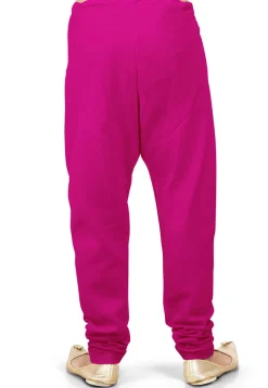 Plain Cotton Silk Churidar in Dark Fuchsia