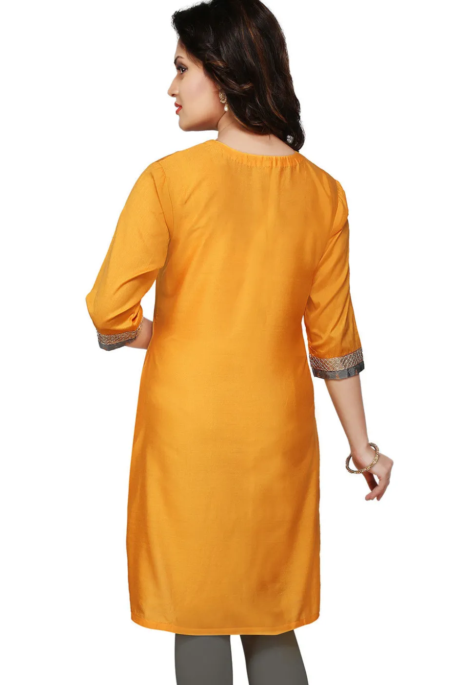 Plain Cotton Silk Kurti In Mustard