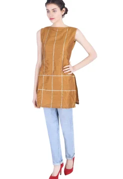 Plain Cotton Silk Kurti in Dark Mustard