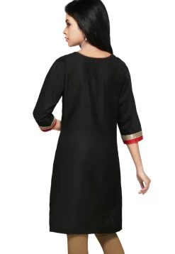 Plain Cotton Silk Kurti In Black