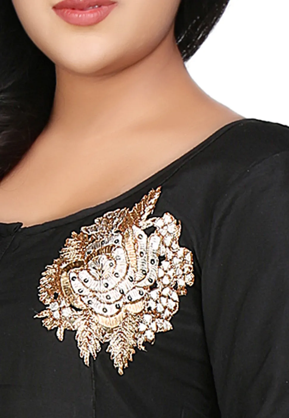 Plain Cotton Silk Long Kurta in Black